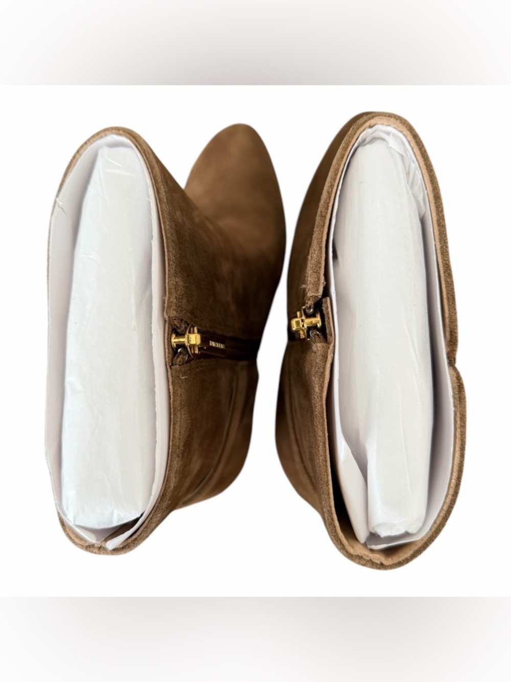 Veronica Beard Suede Ankle Boot in Chestnut with Gold Buckle - Picture 12 of 14
